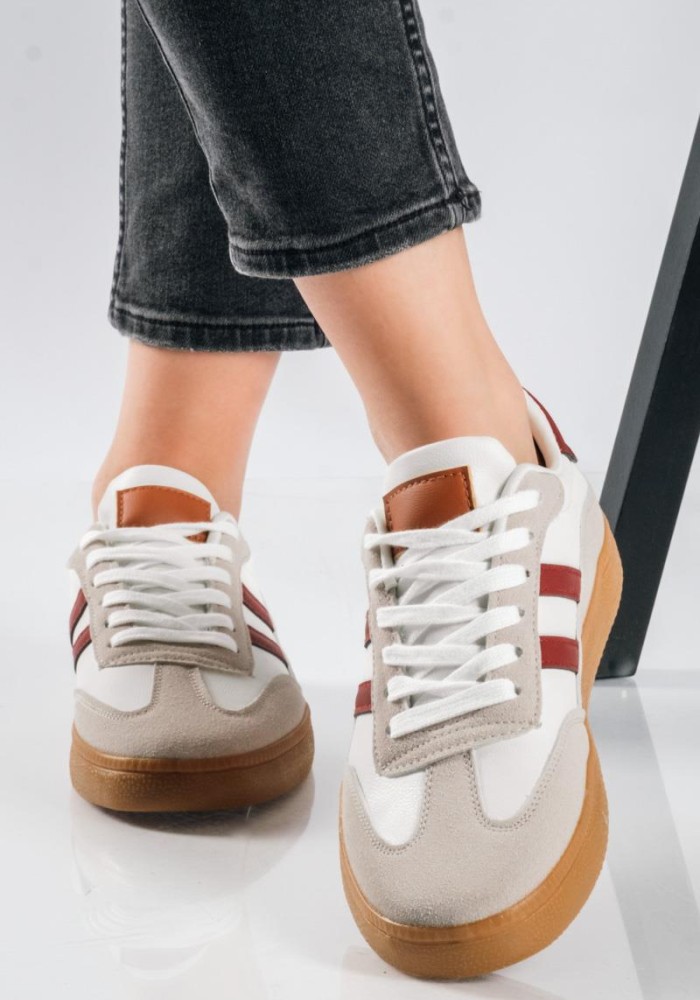 Retro sneakers με δίχρωμες ρίγες και καφέ σόλα ΜΠΟΡΝΤΩ