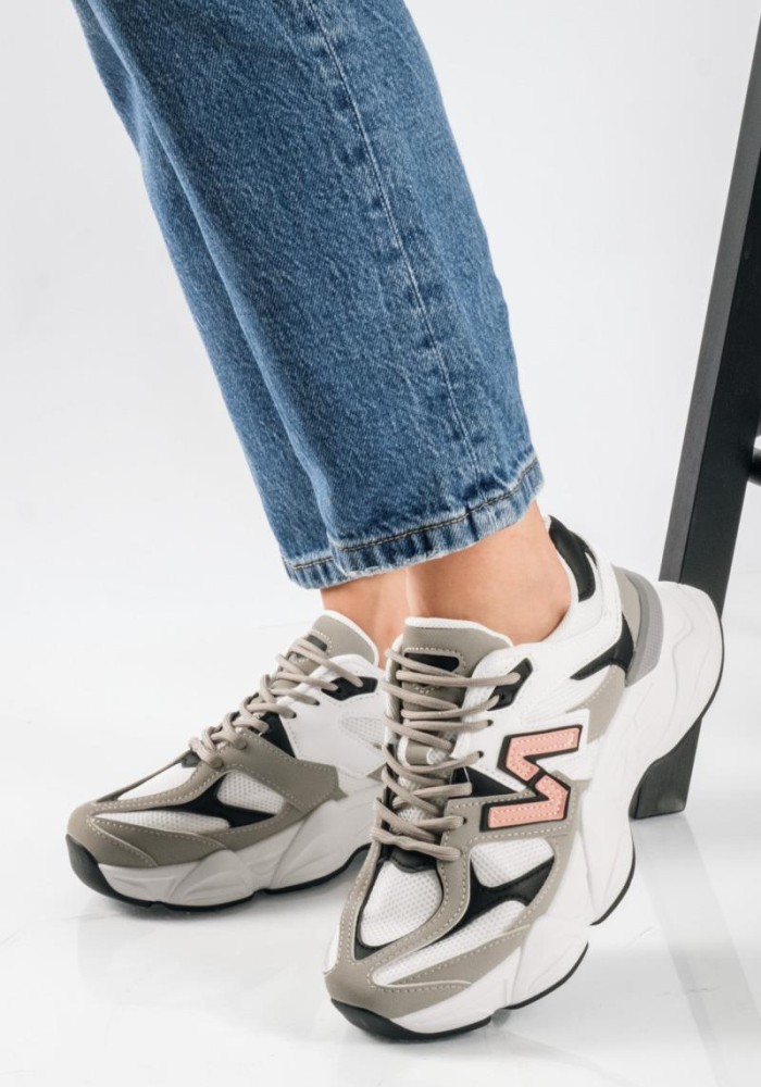 Chunky sneakers με συνδυασμό υλικών και διακριτικές χρωματικές αντιθέσεις ΓΚΡΙ