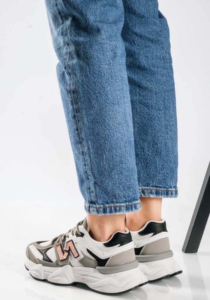 Chunky sneakers με συνδυασμό υλικών και διακριτικές χρωματικές αντιθέσεις ΓΚΡΙ
