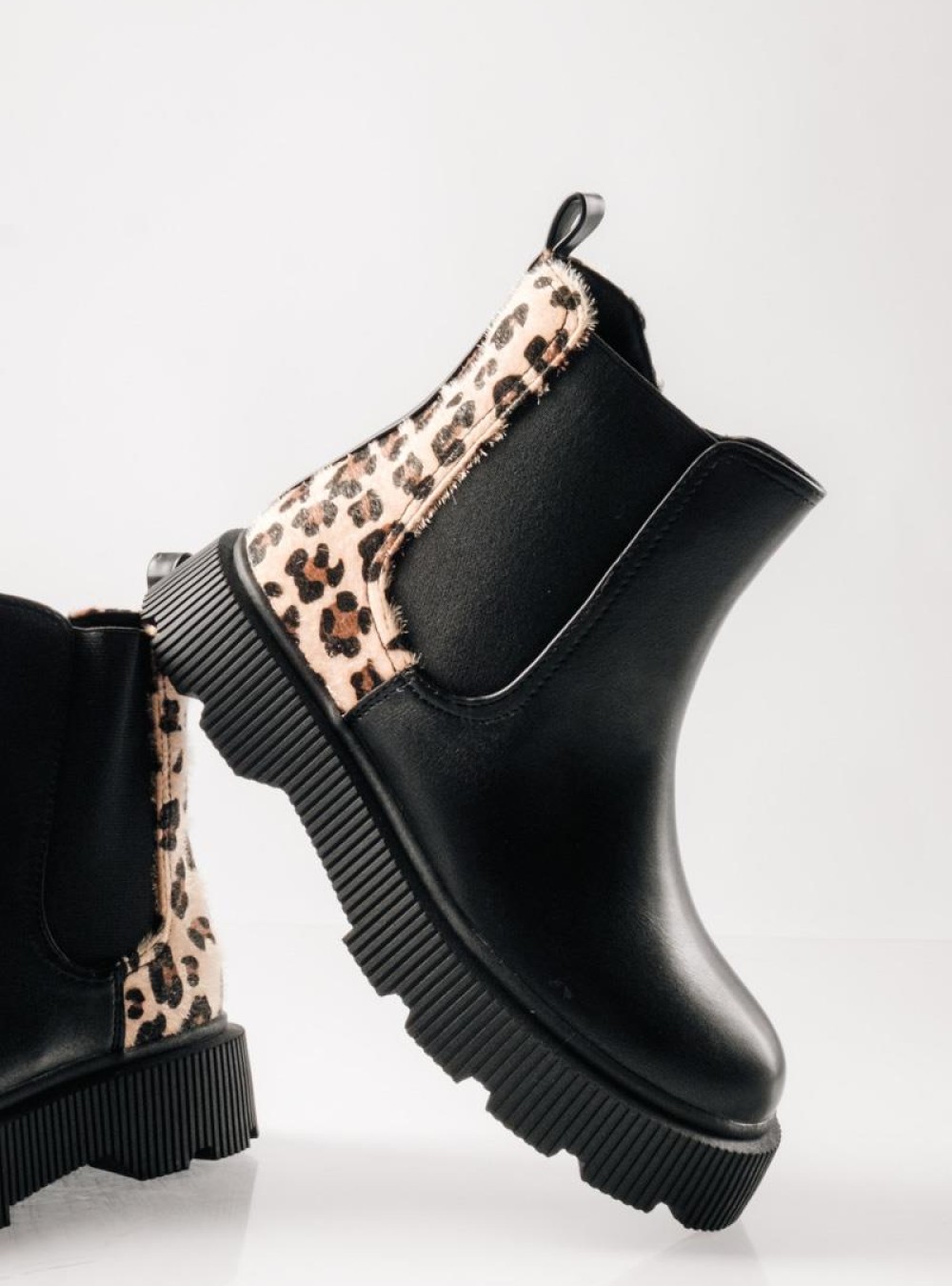 IQ Chelsea μποτάκια για κορίτσια με leopard λεπτομέρεια ΜΑΥΡΟ IQ Chelsea μποτάκια για κορίτσια με leopard λεπτομέρεια ΜΑΥΡΟ