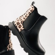 IQ Chelsea μποτάκια για κορίτσια με leopard λεπτομέρεια ΜΑΥΡΟ IQ Chelsea μποτάκια για κορίτσια με leopard λεπτομέρεια ΜΑΥΡΟ