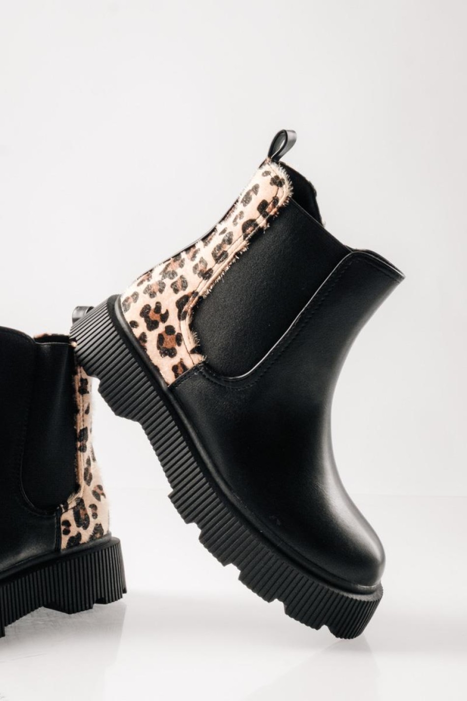 IQ Chelsea μποτάκια για κορίτσια με leopard λεπτομέρεια ΜΑΥΡΟ IQ Chelsea μποτάκια για κορίτσια με leopard λεπτομέρεια ΜΑΥΡΟ