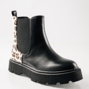 IQ Chelsea μποτάκια για κορίτσια με leopard λεπτομέρεια ΜΑΥΡΟ IQ Chelsea μποτάκια για κορίτσια με leopard λεπτομέρεια ΜΑΥΡΟ