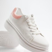 Δίσολα sneakers λευκά με ροζ λεπτομέρεια στη φτέρνα ΑΣΠΡΟ/ΡΟΖ