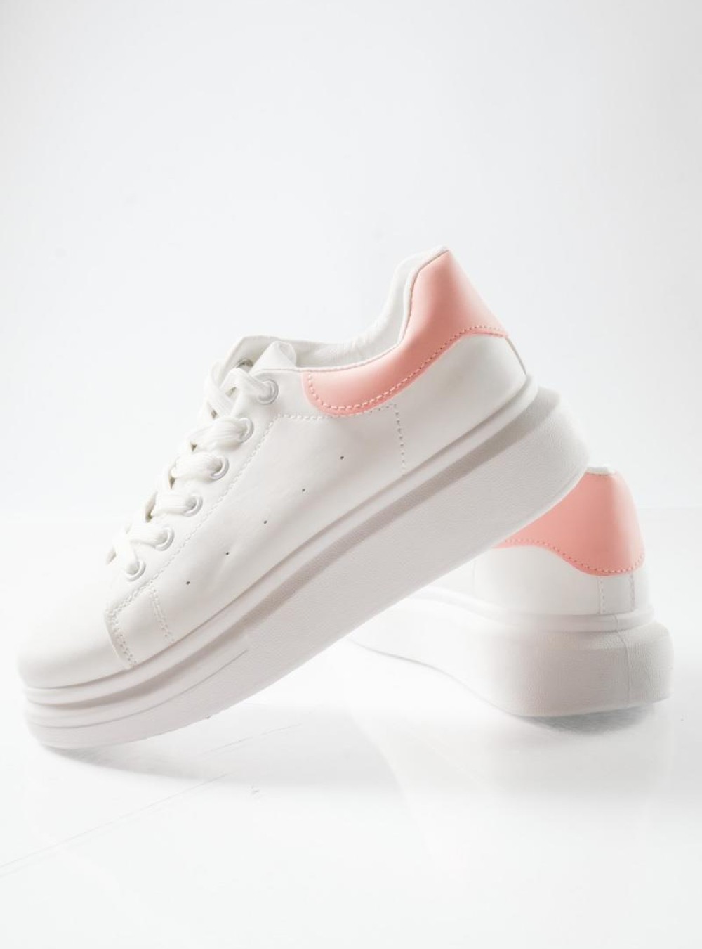 Δίσολα sneakers λευκά με ροζ λεπτομέρεια στη φτέρνα ΑΣΠΡΟ/ΡΟΖ Δίσολα sneakers λευκά με ροζ λεπτομέρεια στη φτέρνα ΑΣΠΡΟ/ΡΟΖ