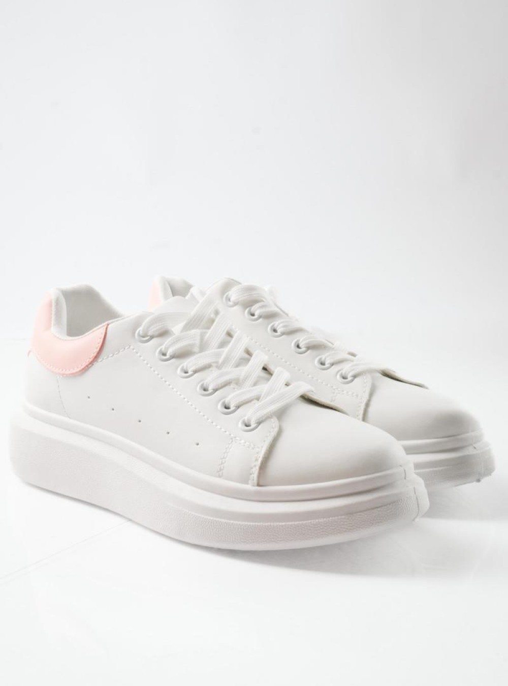 Δίσολα sneakers λευκά με ροζ λεπτομέρεια στη φτέρνα ΑΣΠΡΟ/ΡΟΖ Δίσολα sneakers λευκά με ροζ λεπτομέρεια στη φτέρνα ΑΣΠΡΟ/ΡΟΖ