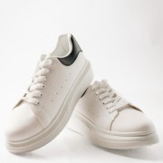 Δίσολα sneakers λευκά με μαύρη λεπτομέρεια στη φτέρνα ΑΣΠΡΟ/ΜΑΥΡΟ