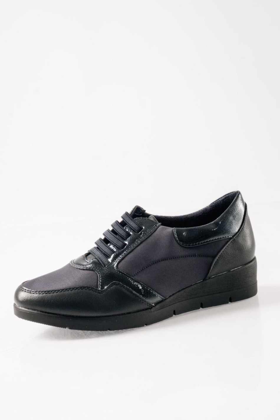 Casual sneakers με ελαστικά κορδόνια και γυαλιστερή λεπτομέρεια ΜΠΛΕ Casual sneakers με ελαστικά κορδόνια και γυαλιστερή λεπτομέρεια ΜΠΛΕ