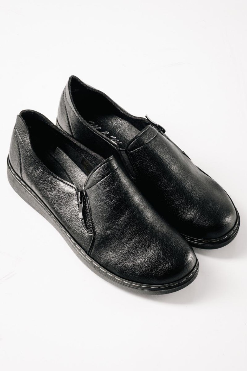 Slip-On γυναικεία ανατομικά παπούτσια με πλαϊνό φερμουάρ ΜΑΥΡΟ Slip-On γυναικεία ανατομικά παπούτσια με πλαϊνό φερμουάρ ΜΑΥΡΟ