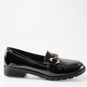 Λουστρίνι loafer με χρυσό διακοσμητικό ΜΑΥΡΟ