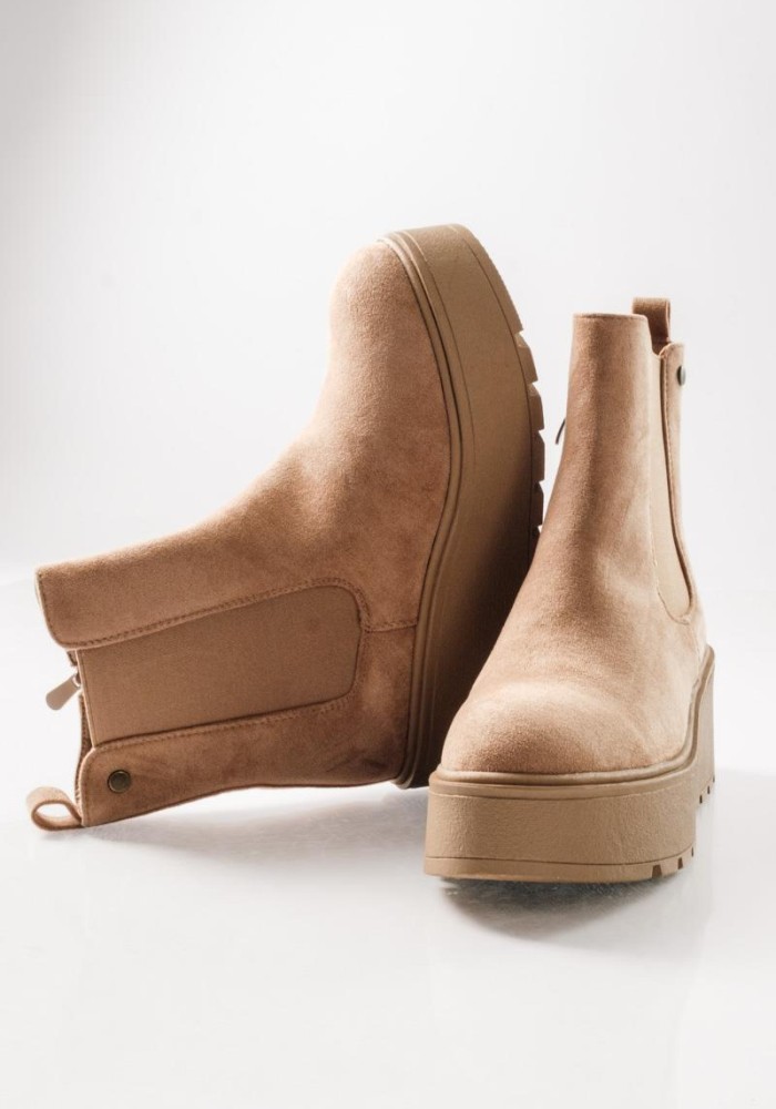 Chelsea suede μποτάκια με πλατφόρμα και minimal γραμμή ΠΟΥΡΟ