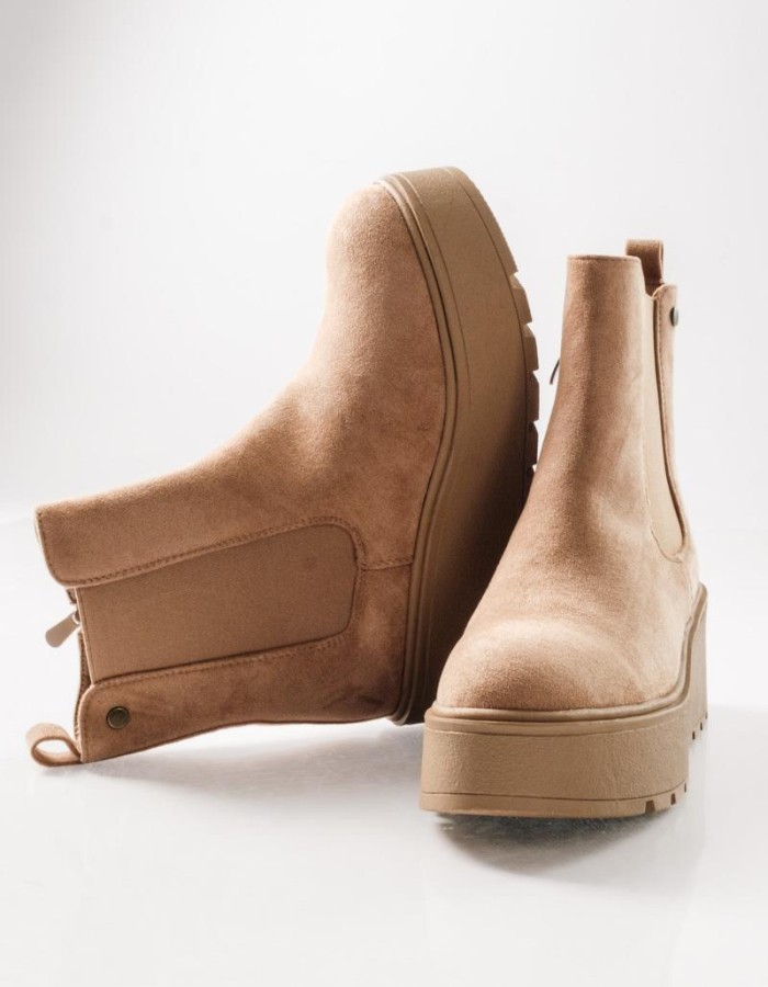 Chelsea suede μποτάκια με πλατφόρμα και minimal γραμμή ΠΟΥΡΟ