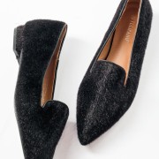Ponyskin γυναικείες μυτερές μπαλαρίνες ΜΑΥΡΟ