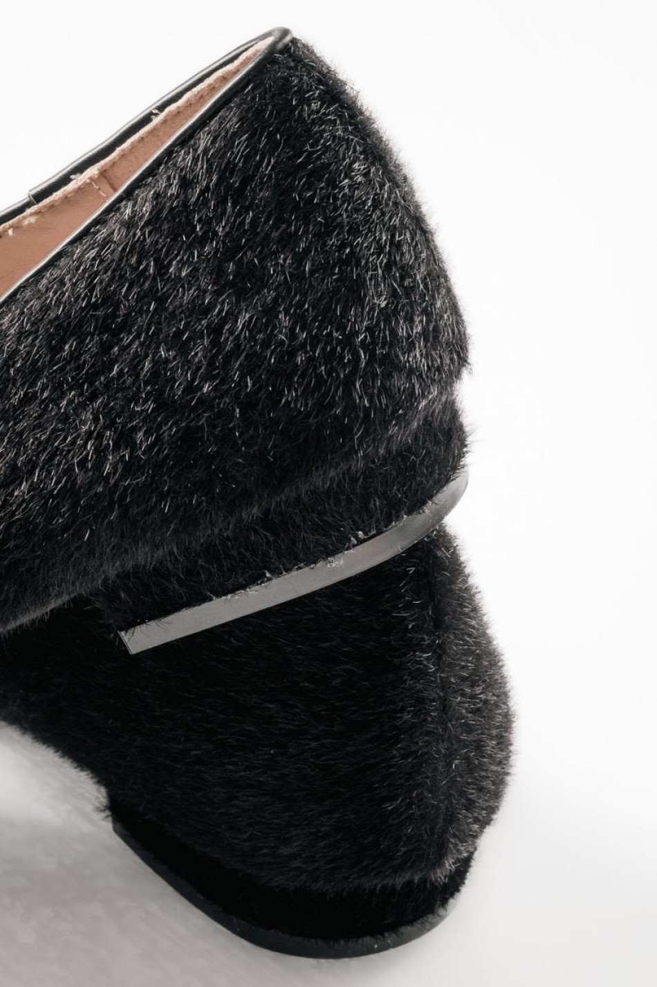 Ponyskin γυναικείες μυτερές μπαλαρίνες ΜΑΥΡΟ