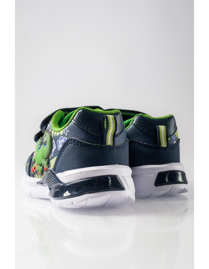 Sneaker για αγόρια με διπλό velcro και σχέδιο δεινόσαυρο ΜΠΛΕ