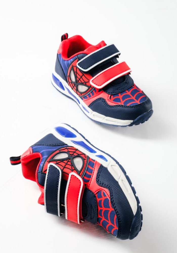 Sneakers για αγόρια με διπλό velcro και φωτάκια στη σόλα ΜΠΛΕ