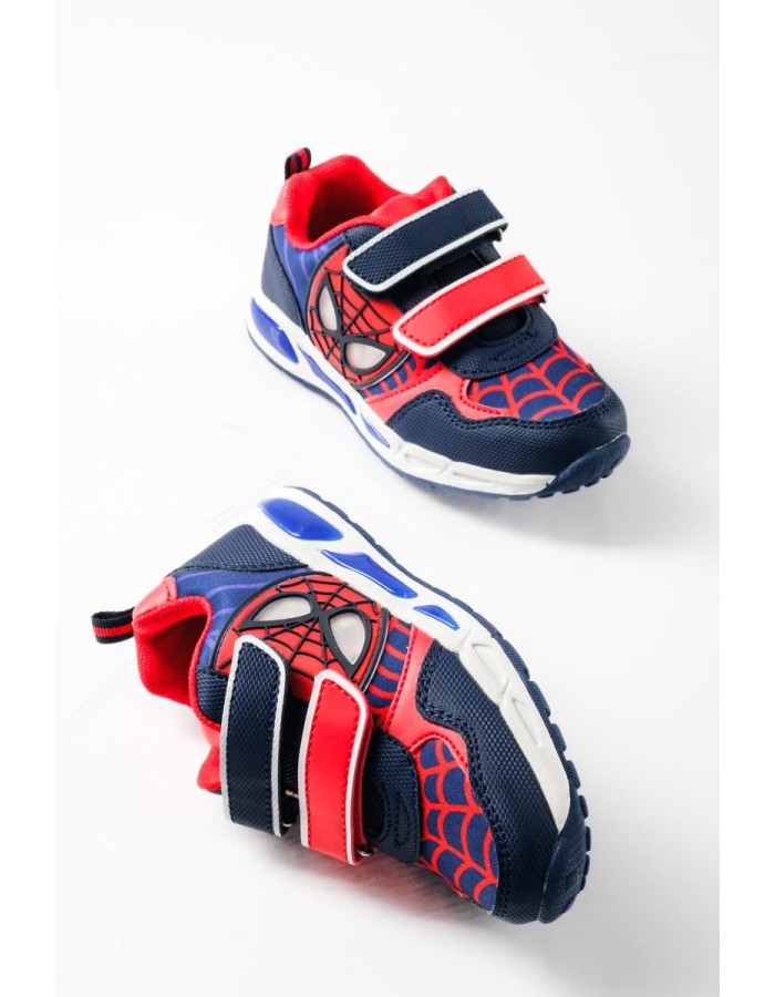 Sneakers για αγόρια με διπλό velcro και φωτάκια στη σόλα ΜΠΛΕ