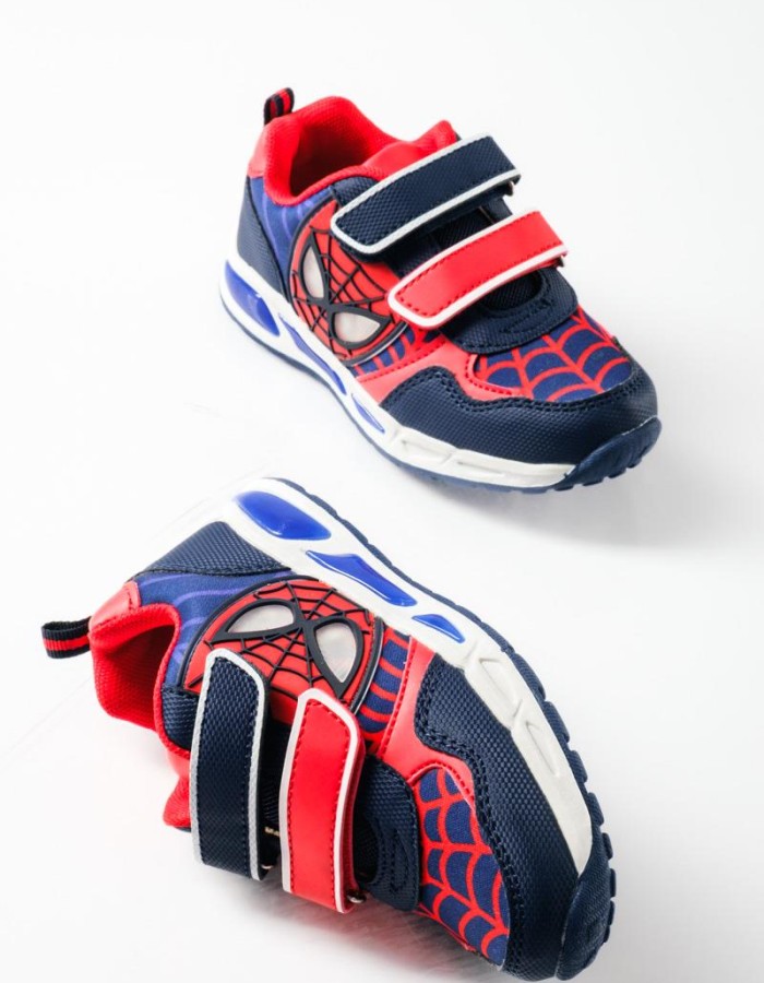Sneakers για αγόρια με διπλό velcro και φωτάκια στη σόλα ΜΠΛΕ