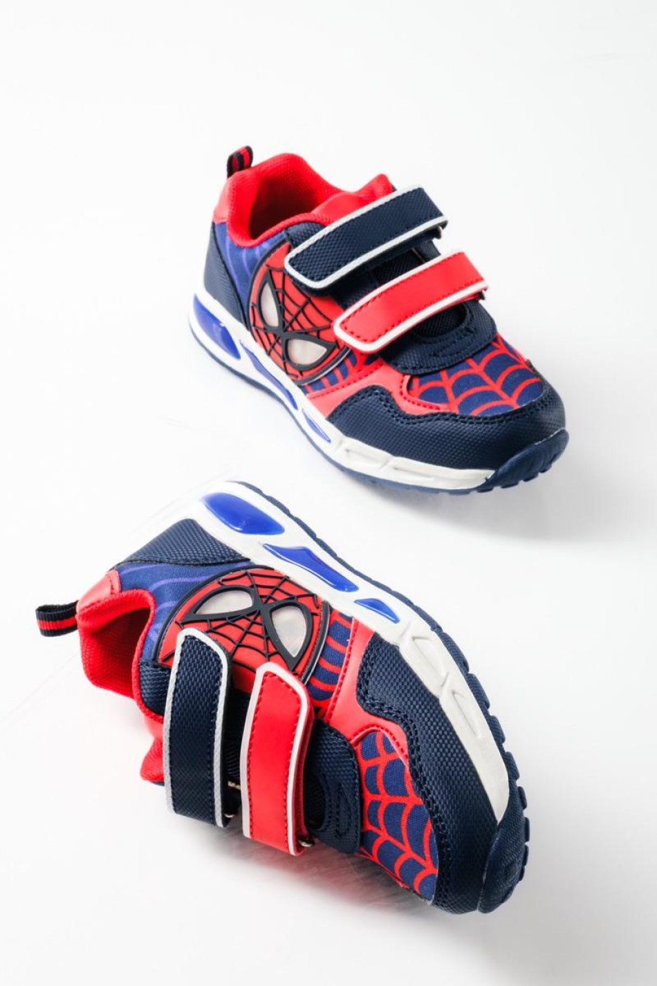 Sneakers για αγόρια με διπλό velcro και φωτάκια στη σόλα ΜΠΛΕ