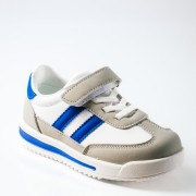 Sneakers για κορίτσια με velcro και ελαστικά κορδόνια ΑΣΠΡΟ/ΜΠΛΕ