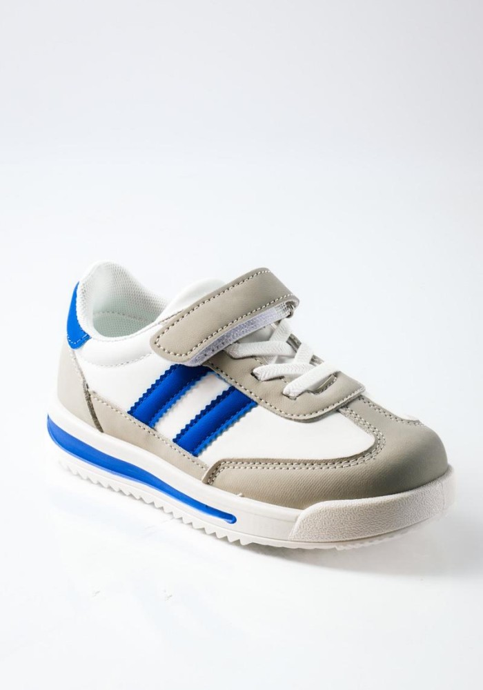 Sneakers για κορίτσια με velcro και ελαστικά κορδόνια ΑΣΠΡΟ/ΜΠΛΕ