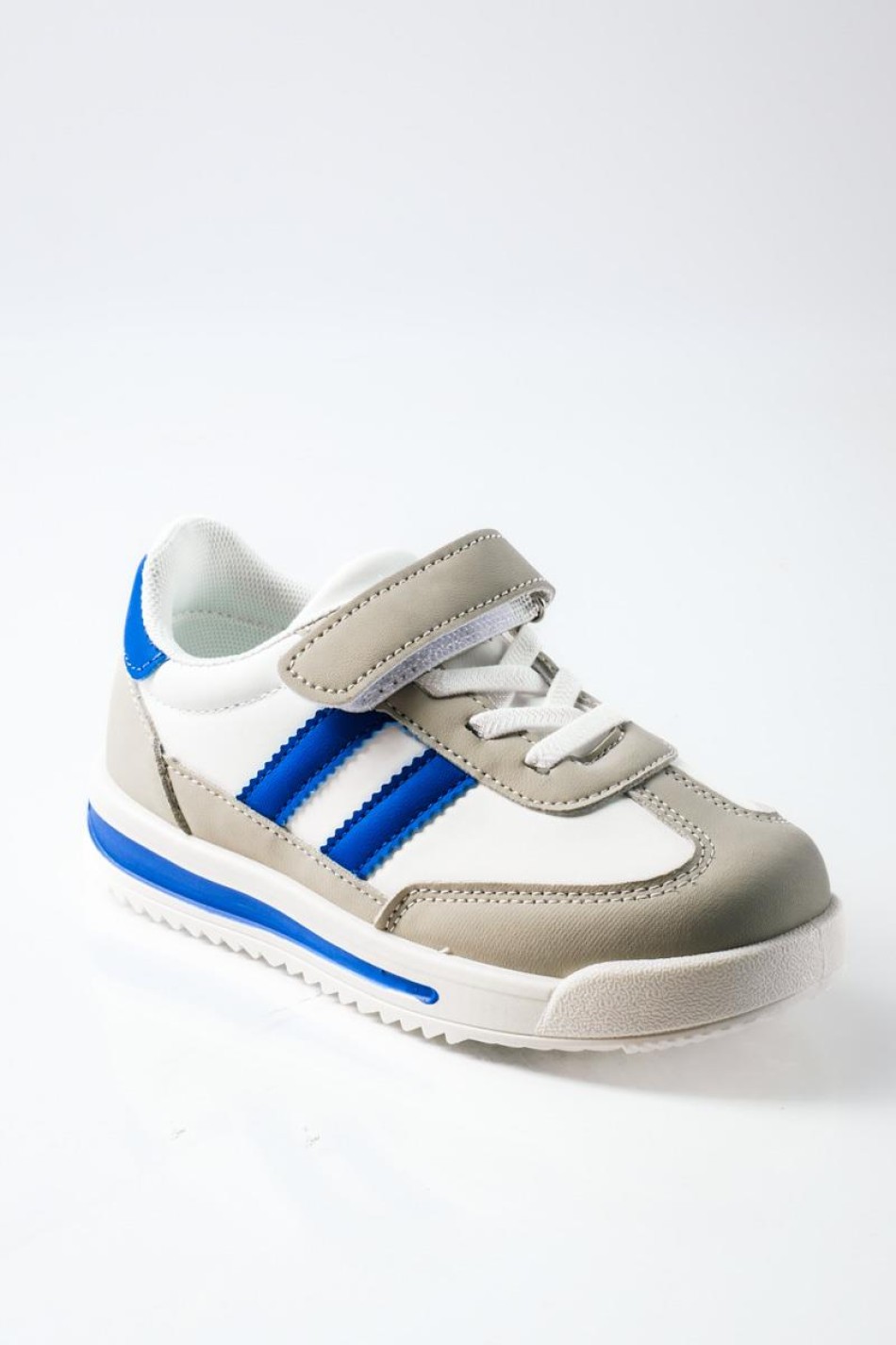 Sneakers για κορίτσια με velcro και ελαστικά κορδόνια ΑΣΠΡΟ/ΜΠΛΕ