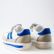 Sneakers για κορίτσια με velcro και ελαστικά κορδόνια ΑΣΠΡΟ/ΜΠΛΕ