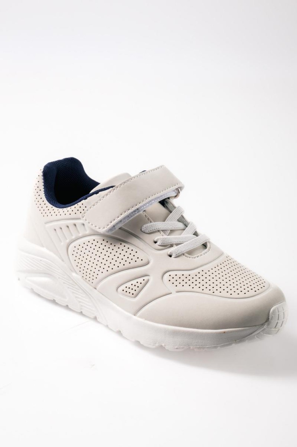 Sneakers για αγόρια με κούμπωμα velcro και ελαστικά κορδόνια ΑΣΠΡΟ/ΜΠΛΕ
