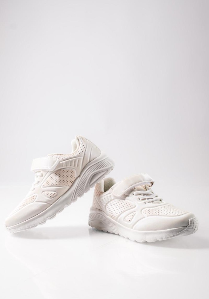 Sneakers για κορίτσια με κούμπωμα velcro και ελαστικά κορδόνια ΑΣΠΡΟ