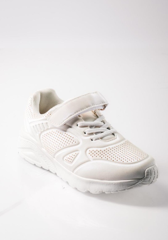 Sneakers για κορίτσια με κούμπωμα velcro και ελαστικά κορδόνια ΑΣΠΡΟ