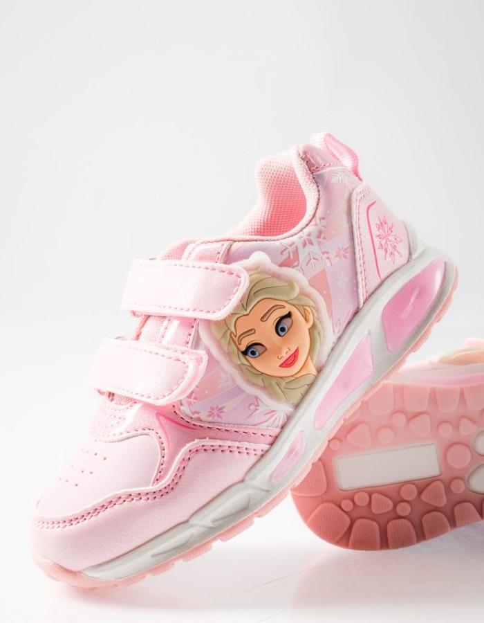 Sneaker για κορίτσια με κούπωμα velcro και σχέδιο πριγκίπισσα ΡΟΖ