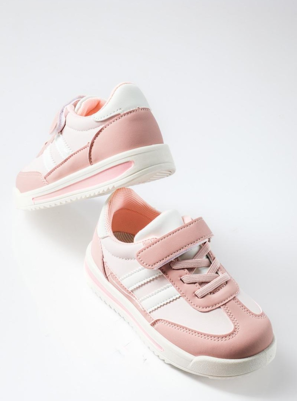 Sneakers για κορίτσια με velcro και ελαστικά κορδόνια ΡΟΖ Sneakers για κορίτσια με velcro και ελαστικά κορδόνια ΡΟΖ