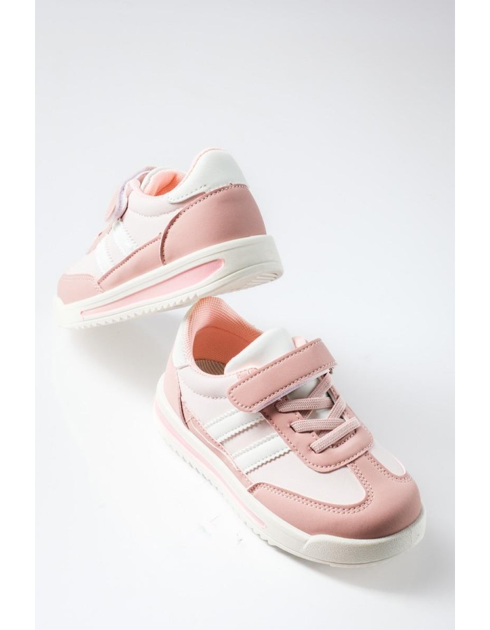 Sneakers για κορίτσια με velcro και ελαστικά κορδόνια ΡΟΖ