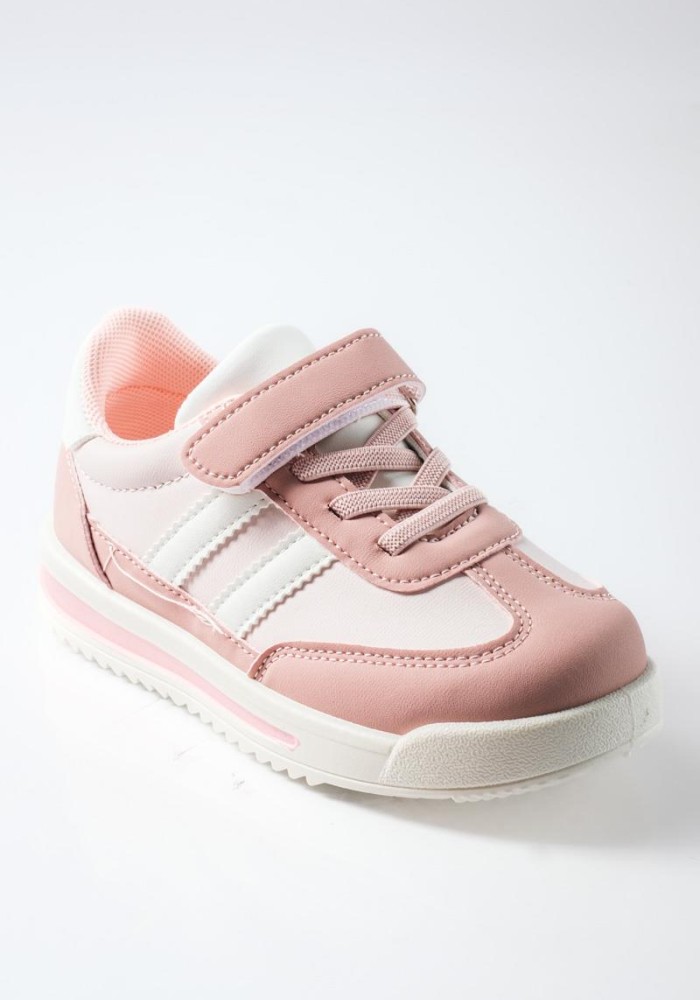 Sneakers για κορίτσια με velcro και ελαστικά κορδόνια ΡΟΖ