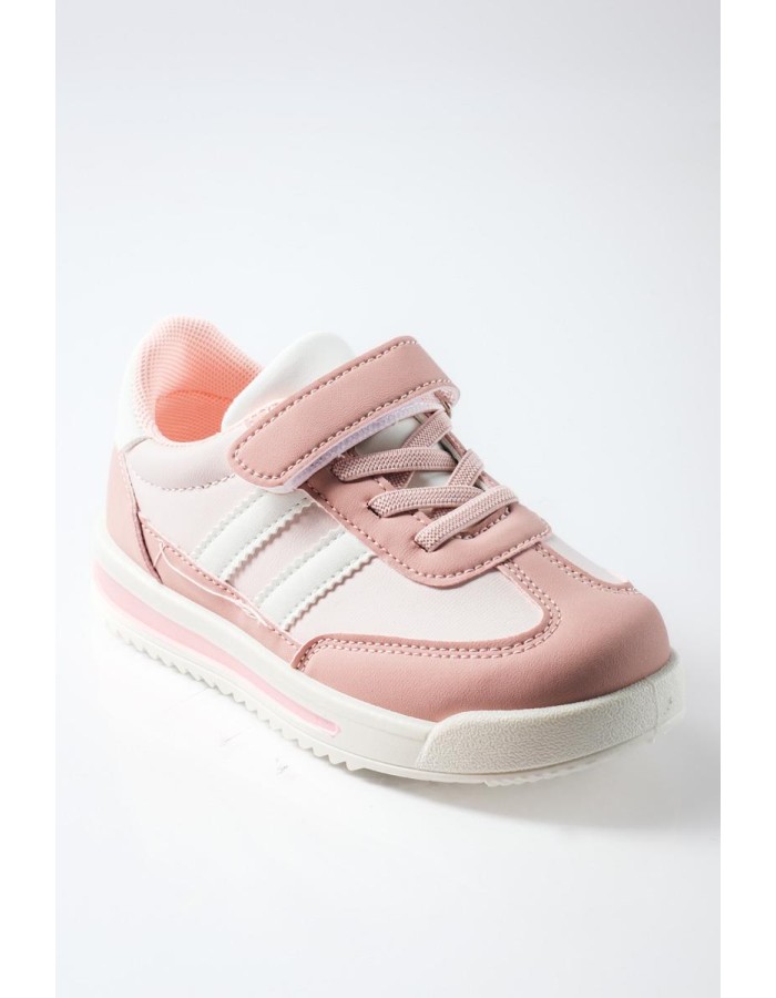 Sneakers για κορίτσια με velcro και ελαστικά κορδόνια ΡΟΖ