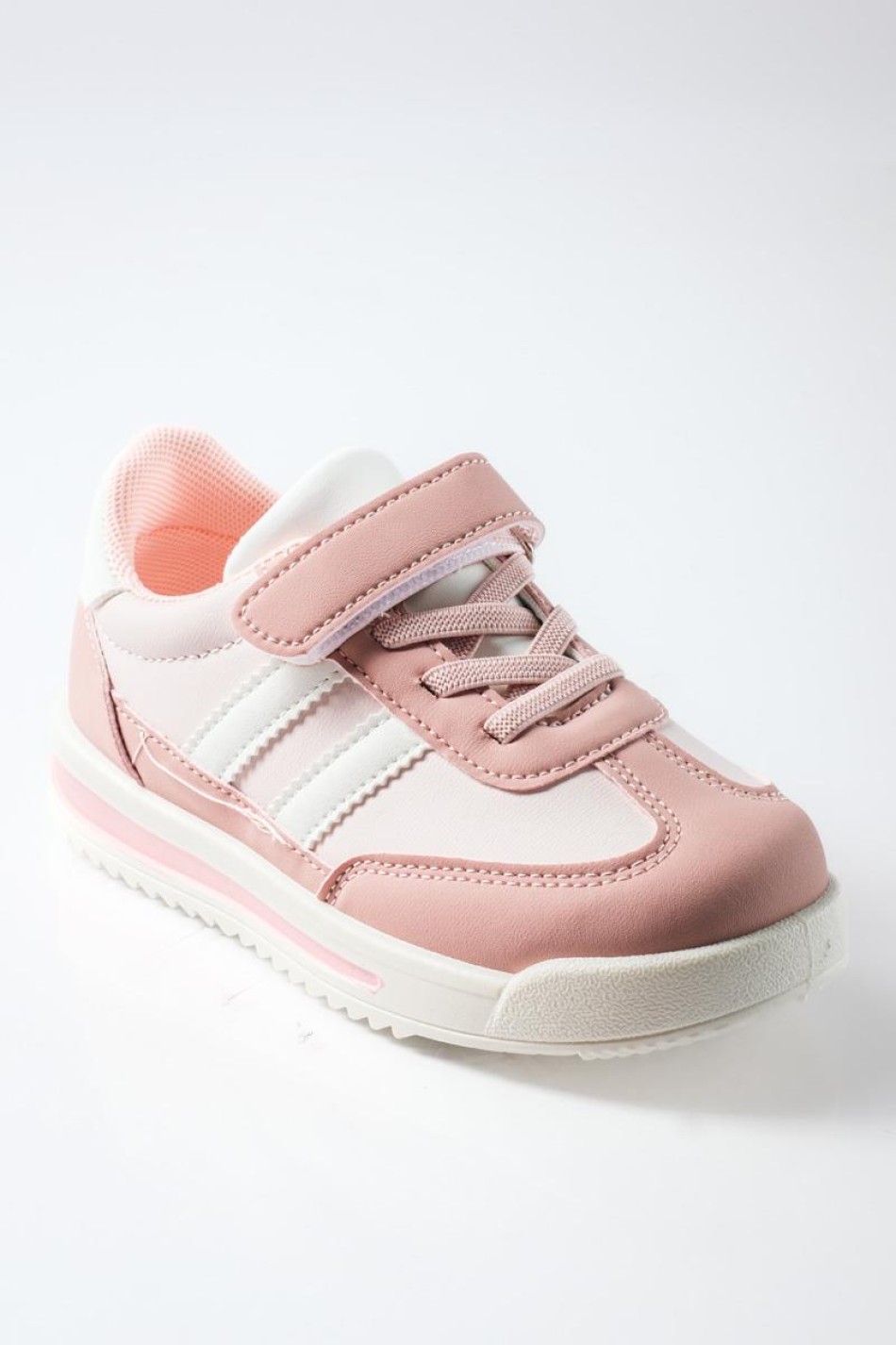 Sneakers για κορίτσια με velcro και ελαστικά κορδόνια ΡΟΖ