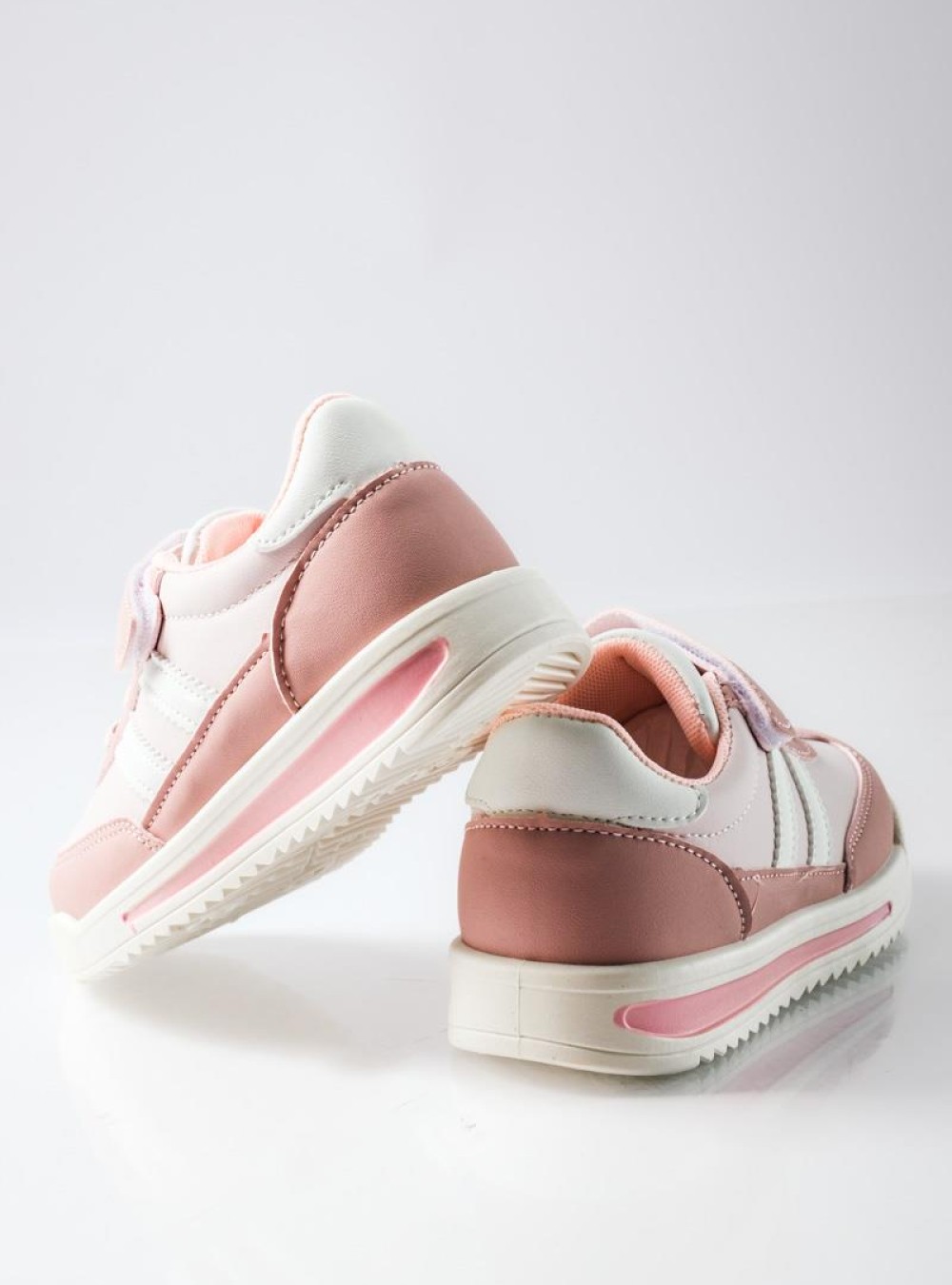 Sneakers για κορίτσια με velcro και ελαστικά κορδόνια ΡΟΖ Sneakers για κορίτσια με velcro και ελαστικά κορδόνια ΡΟΖ