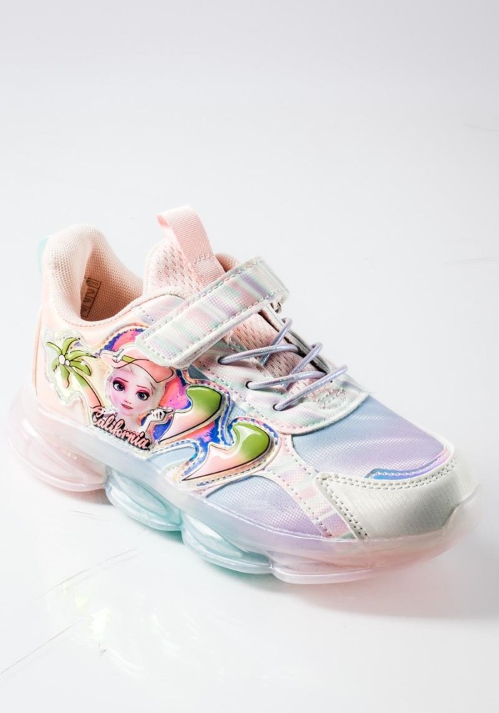 Sneakers για κορίτσι με χρώματα rainbow και διακοσμητικό σχέδιο ΡΟΖ