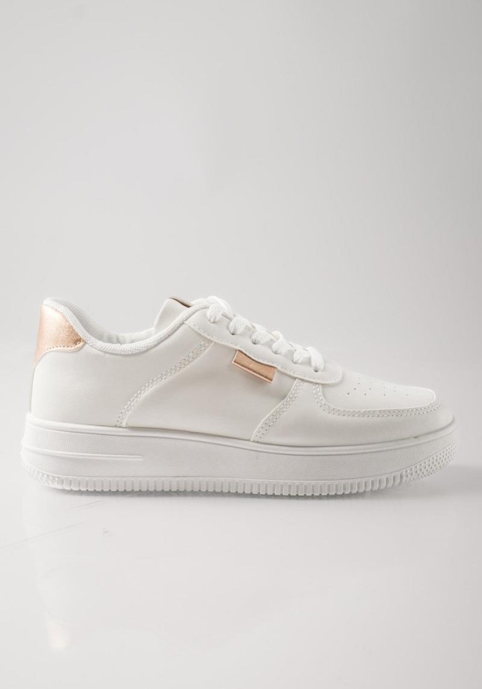 Δίσολα sneakers με εξωτερικές ραφές και απλό σχέδιο ΑΣΠΡΟ/CHAMPAGNE