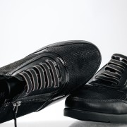 Casual sneakers με ελαστικά κορδόνια και φερμουάρ στο πλάι ΜΑΥΡΟ Casual sneakers με ελαστικά κορδόνια και φερμουάρ στο πλάι ΜΑΥΡΟ