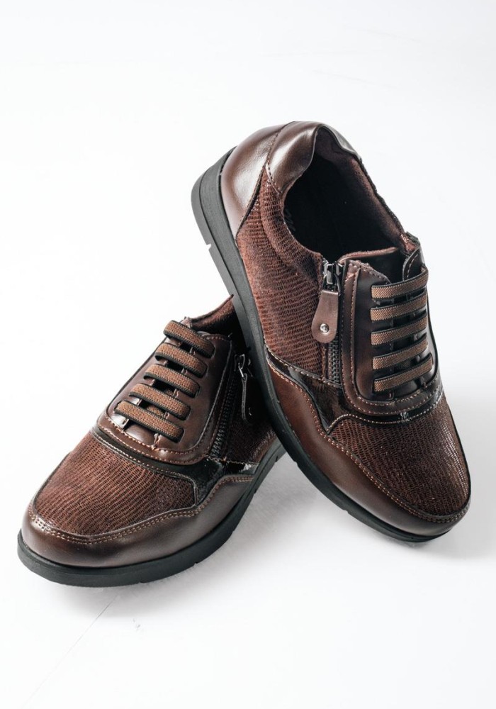 Casual sneakers με ελαστικά κορδόνια και φερμουάρ στο πλάι ΚΑΦΕ