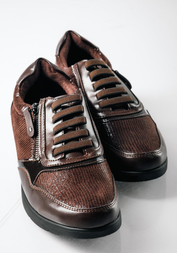 Casual sneakers με ελαστικά κορδόνια και φερμουάρ στο πλάι ΚΑΦΕ