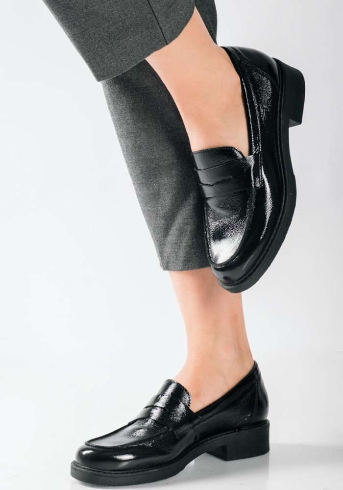 RAGAZZA λουστρίνι flat loafers ΜΑΥΡΟ