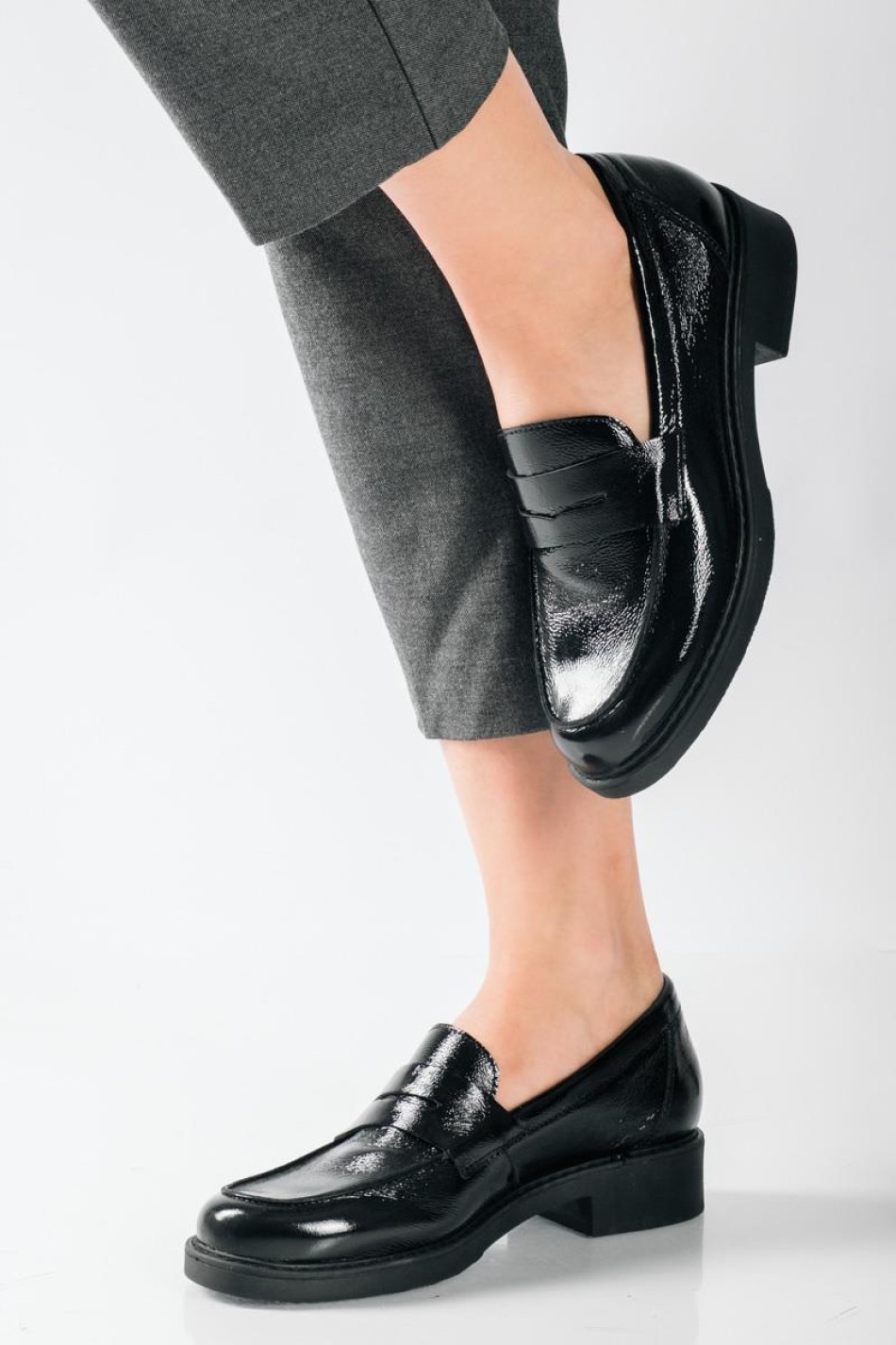 RAGAZZA λουστρίνι flat loafers ΜΑΥΡΟ