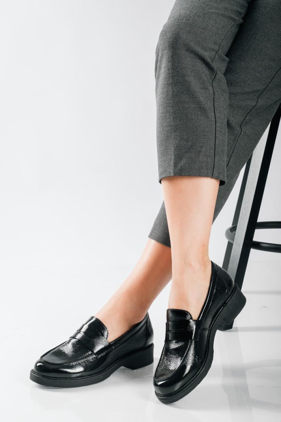 RAGAZZA λουστρίνι flat loafers ΜΑΥΡΟ