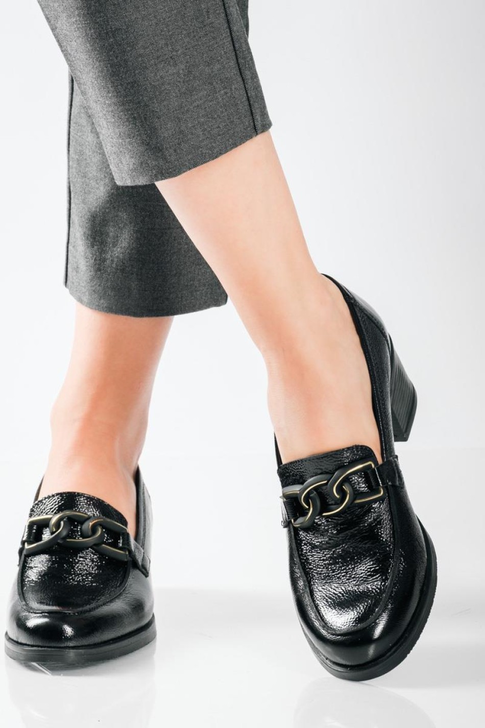 RAGAZZA λουστρίνι loafer με διακριτική αλυσίδα ΜΑΥΡΟ