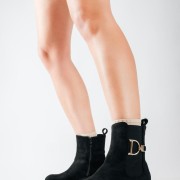 Chelsea suede μποτάκια με πλατφόρμα και μεταλλικό στοιχείο ΜΑΥΡΟ