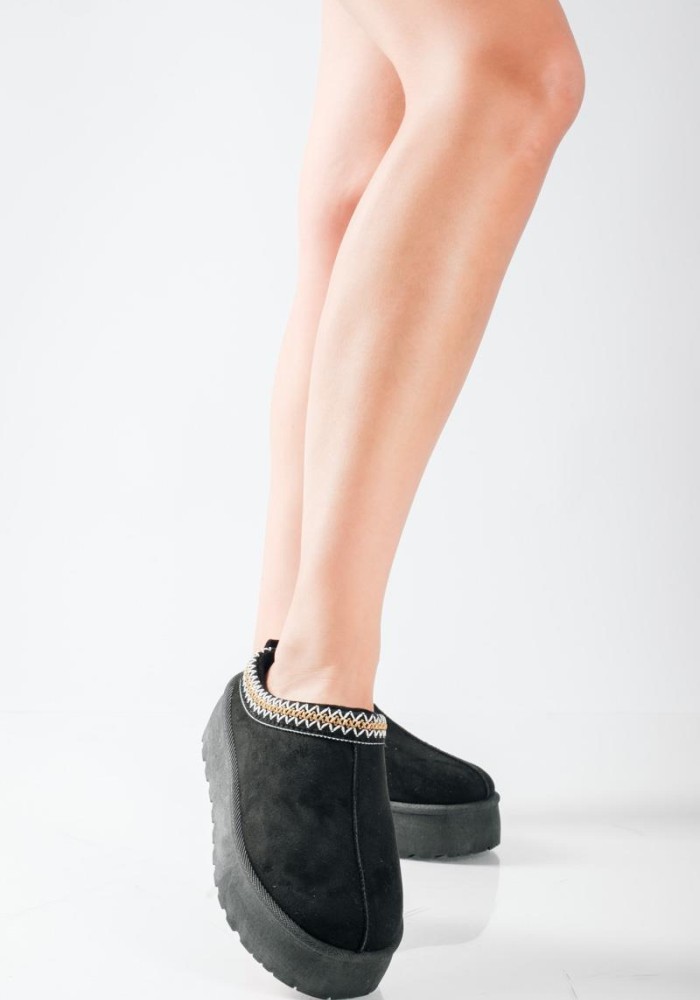 Clog δίσολο με εσωτερική γούνα και boho σχέδιο