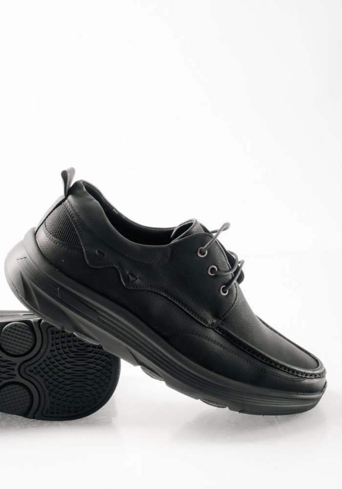 Ανδρικά casual παπούτσια με κορδόνια με minimal design ΜΑΥΡΟ
