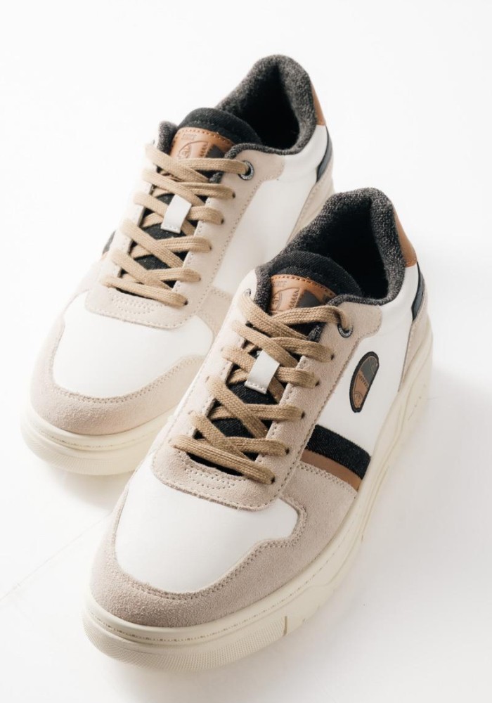 AMERICANINO Ανδρικά retro sneakers με suede λεπτομέρειες ΑΣΠΡΟ